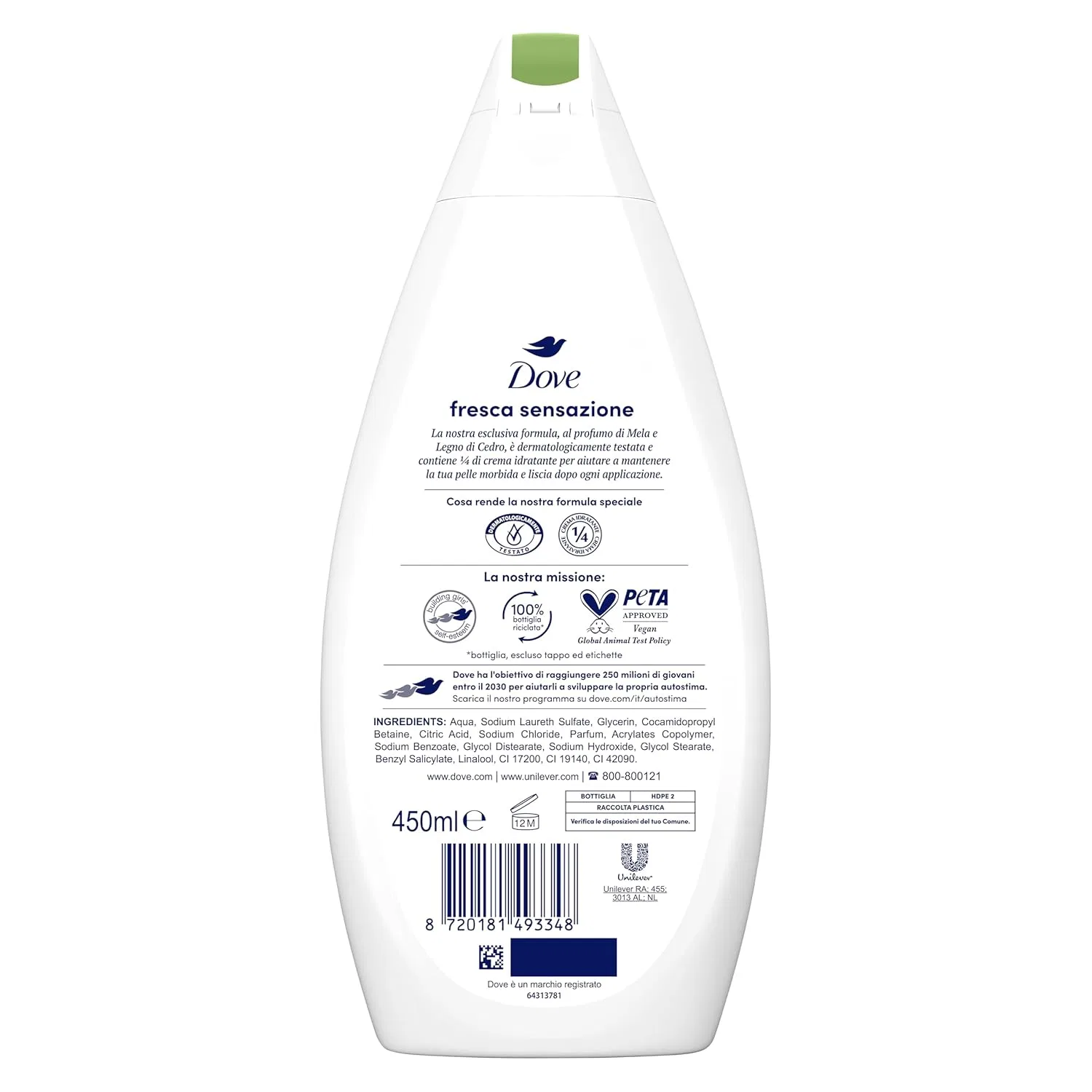 Гель для душа Dove Fresh, 450 мл, Белый — фото 2