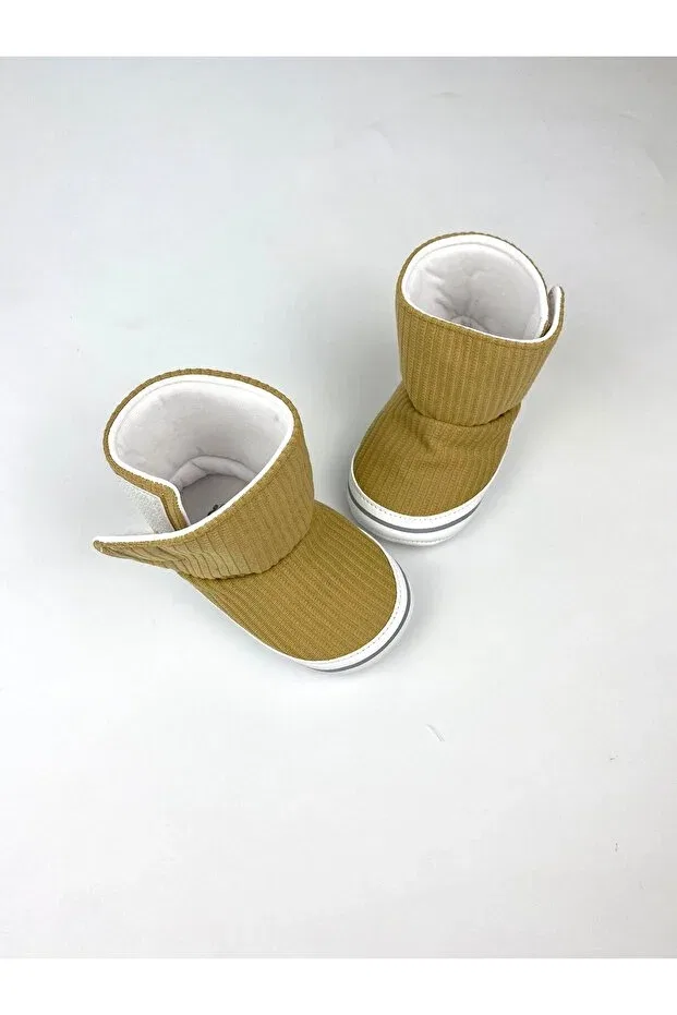 Детские пинетки-сапожки с принтом Baby panduf booties Bebekyol, Hardal — фото 4