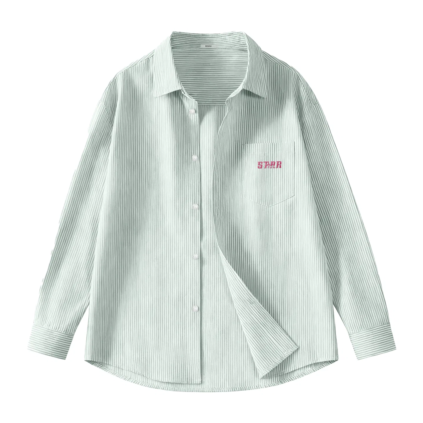 Детская рубашка с воротником Oxford Stripes Green White Stripes MINISO, Цвет Green White Stripes