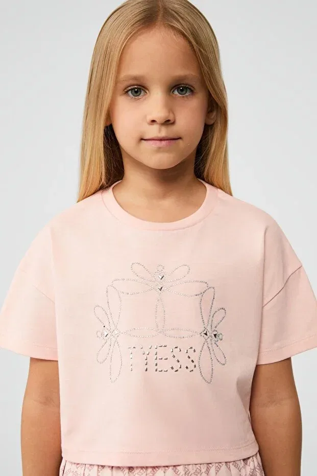 Детская футболка для девочек хлопковая Tyess, Pink — фото 3