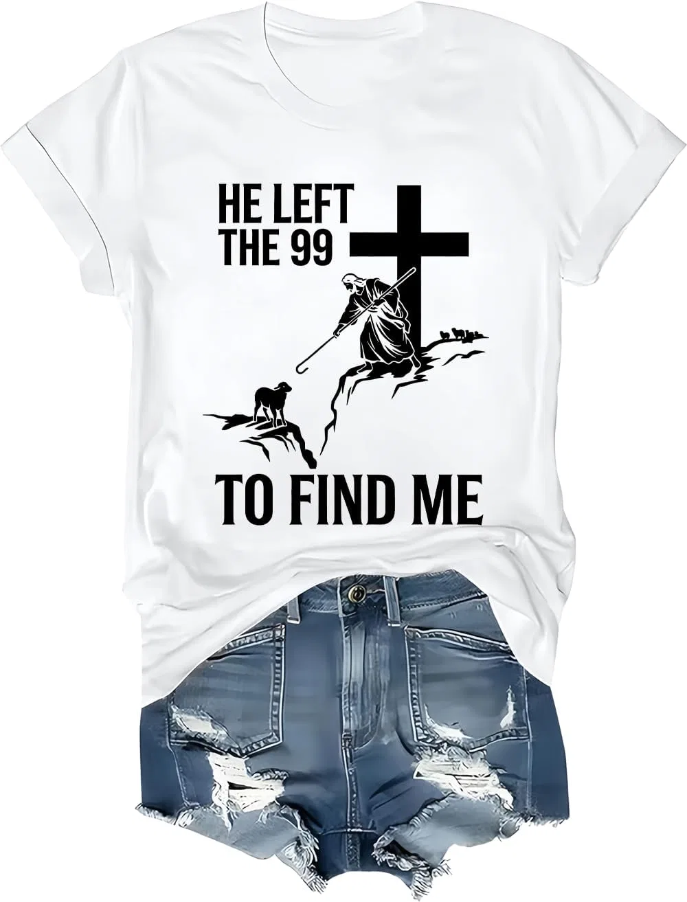 Футболка с принтом He Left The 99 to Find Me, White