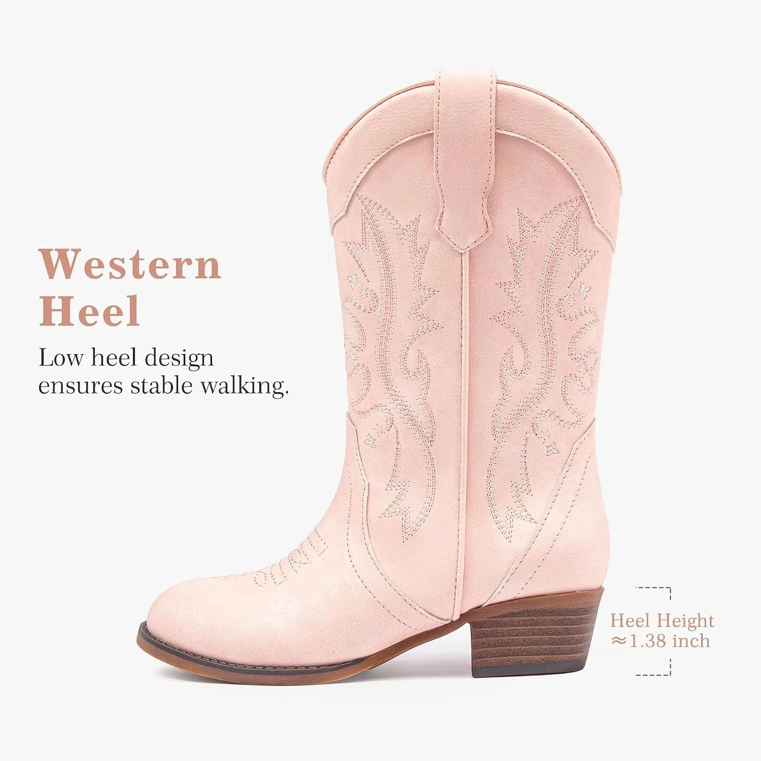 Детские сапоги для девочек с принтом ковбойским Motasha, Light Pink — фото 4