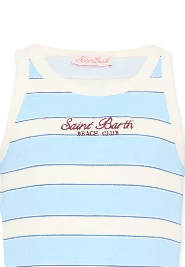 Топ с вышивкой Striped Mc2 Saint Barth, Light Blue, светло-голубой — фото 3