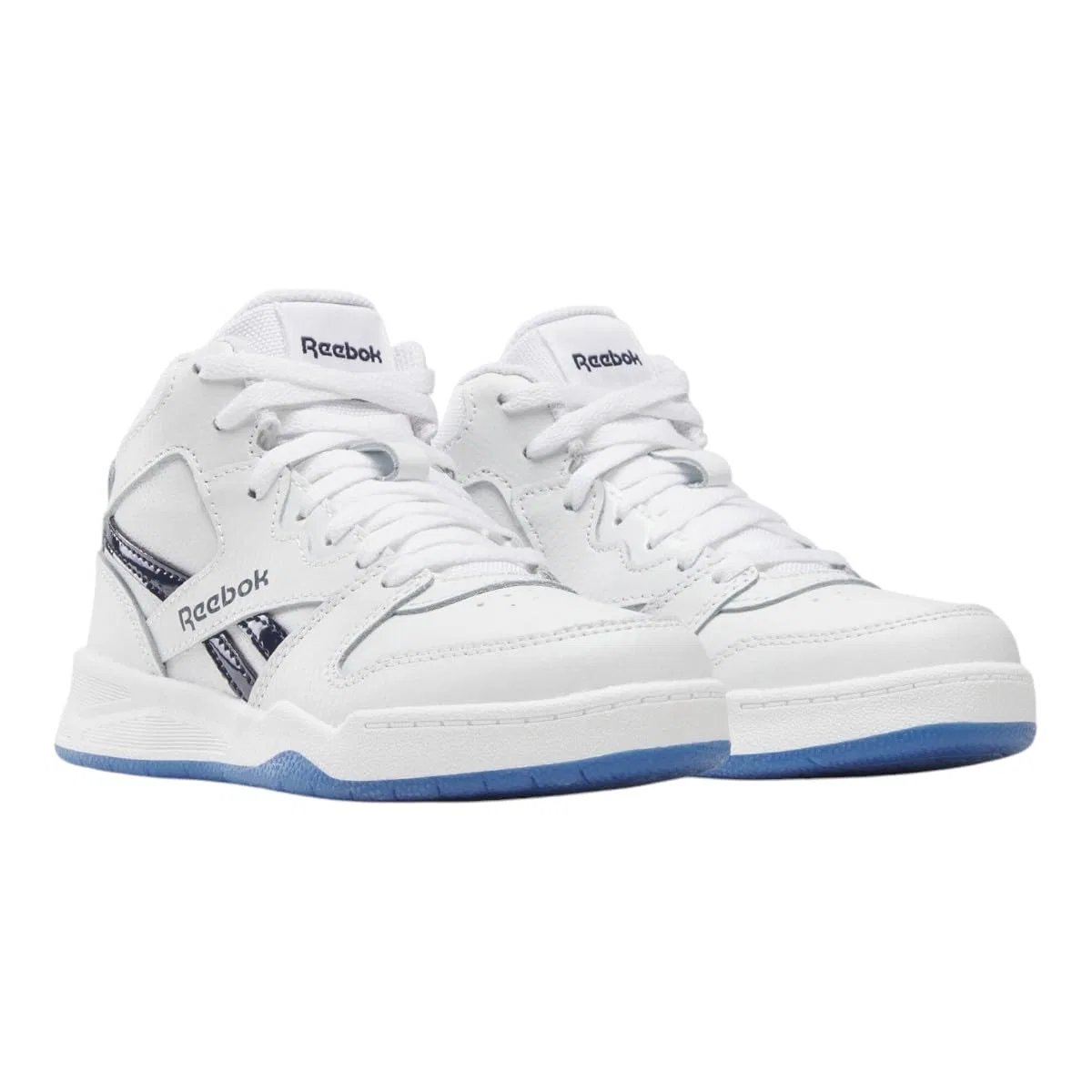 Детские кроссовки для мальчиков с высоким берцем Reebok BB 4500 Court, White Navy Ice — фото 4
