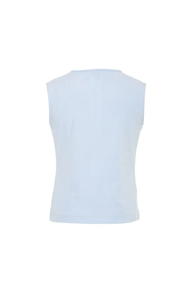 Детская футболка для девочек хлопковая Blue Scanties Sleeve T-Shirt Designed By A Girl Pamina, Blue — фото 2