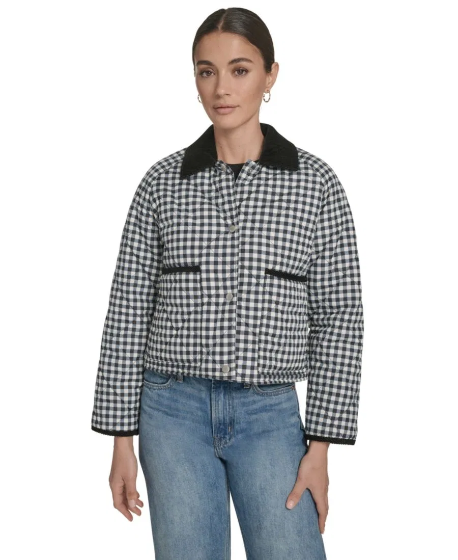 Женская куртка Diamond Quilted из легкого нейлона Levi's, Black/White Gingham