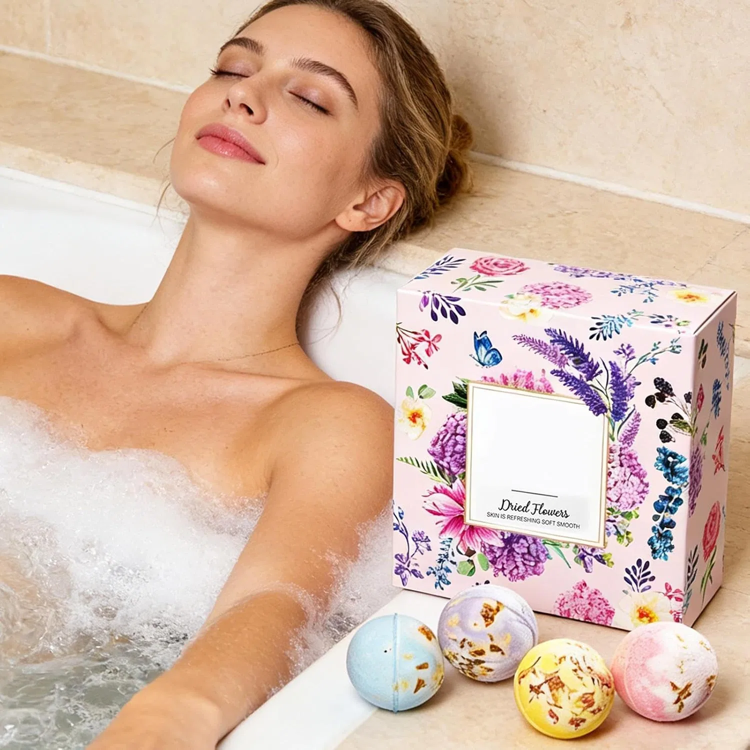 Набор Bath Bombs 4 шт., Generisch, с сухоцветами, 443 г — фото 3
