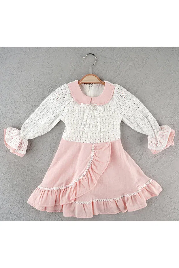 Детское платье для девочек с длинным рукавом Ruffle dress Altıntop Bebe, Pink