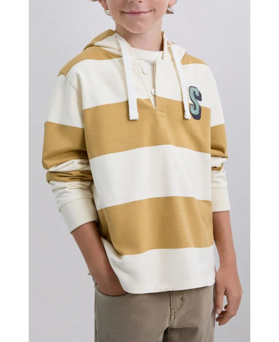 Детский худи с принтом и капюшоном Stripesskullhoodie Scalpers, Mustard — фото 4