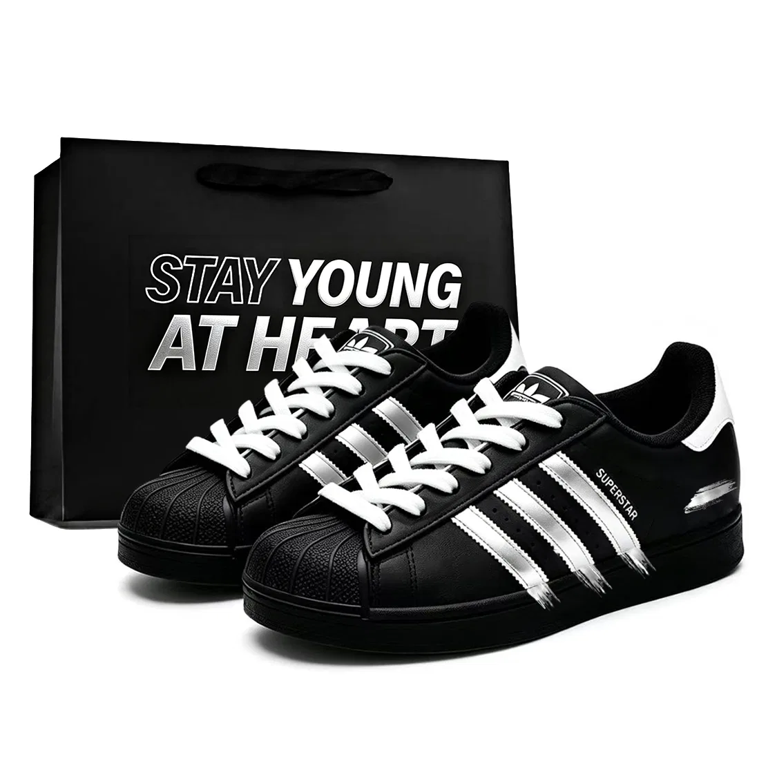 Детские кожаные кроссовки для скейтбординга с низким верхом Superstar 2, Adidas Originals, Черный