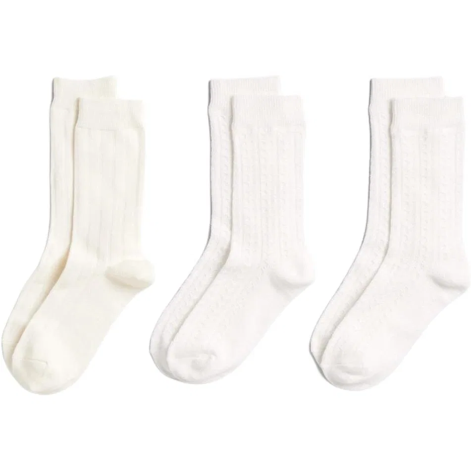 Женские носки с длинным голенищем, комплект из 3 пар, UNIQLO, White