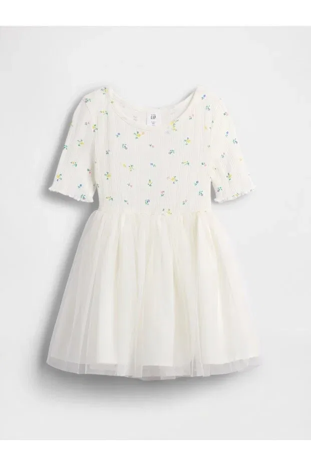 Детское платье для девочек с кружевом Gap, White-001