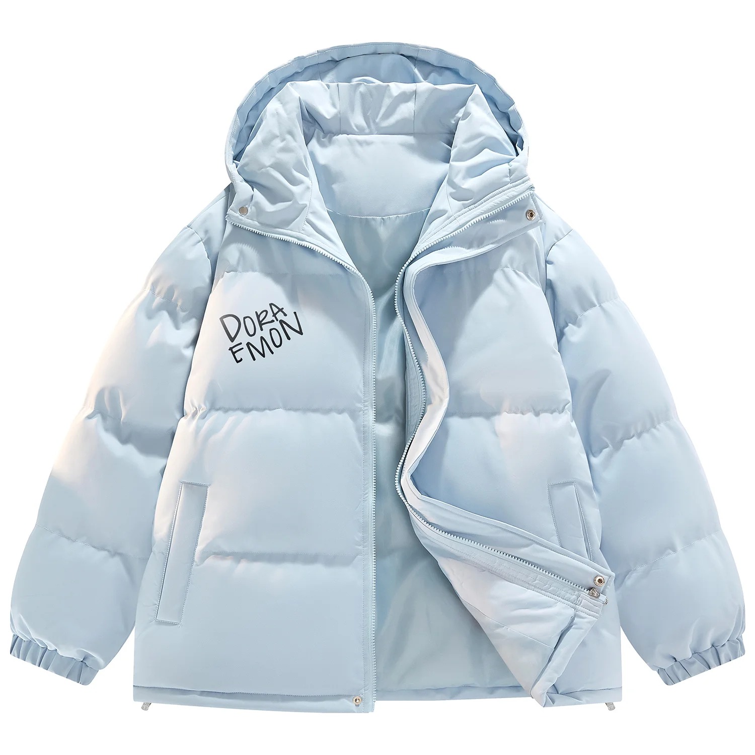 

Куртка DoraemonA Puffer, лунно-голубой/ветрозащитный с застежкой-кнопкой и капюшоном, Синий, Куртка DoraemonA Puffer, лунно-голубой/ветрозащитный с застежкой-кнопкой и капюшоном