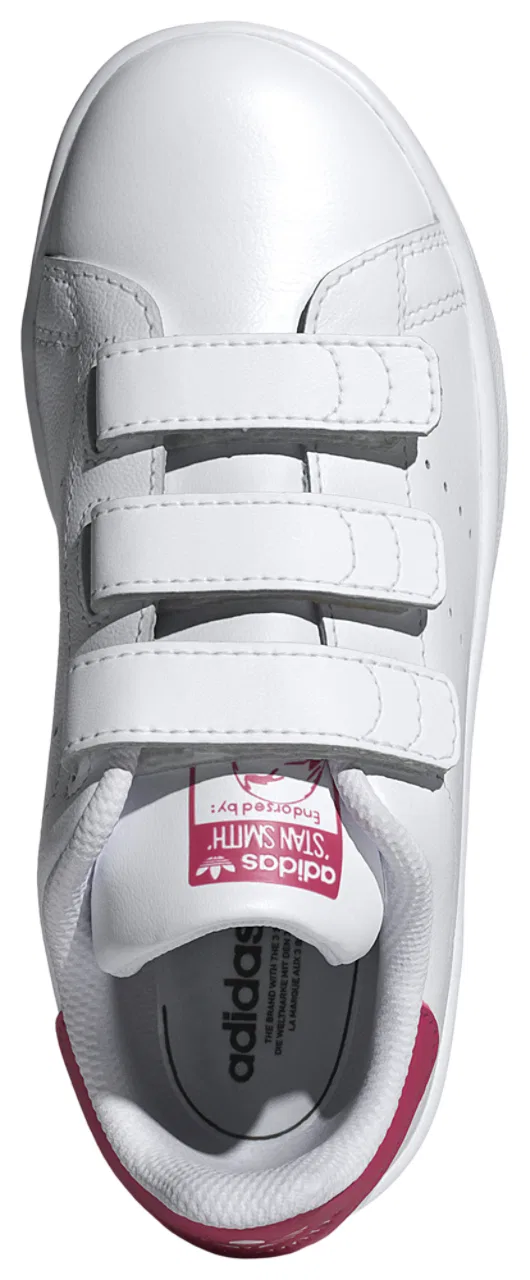 Детские кроссовки для мальчиков с кожаным верхом Stan Smith adidas, White Bold Pink White — фото 4