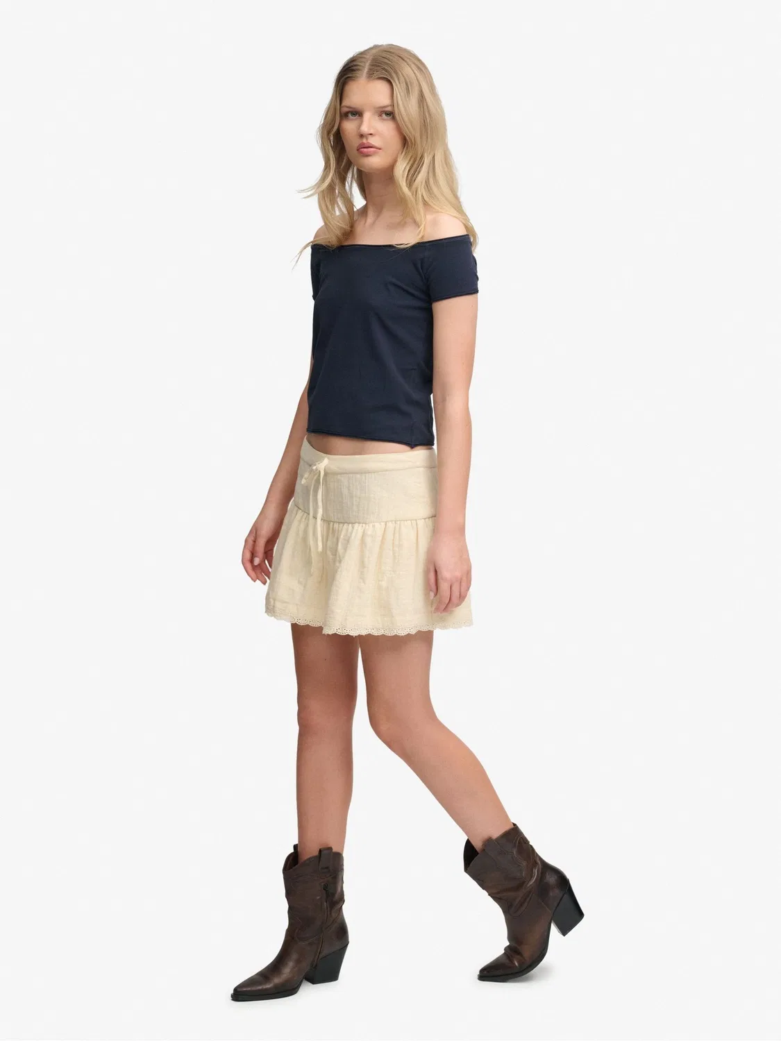 Юбка мини Broderie Trim Superdry, Желтый — фото 3