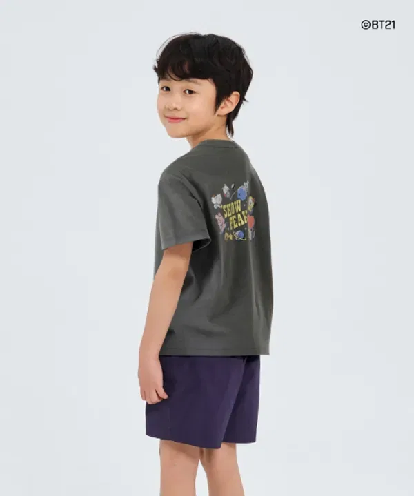 Футболка с принтом, i bt21, Snow Peak Apparel Kids, темно-серый