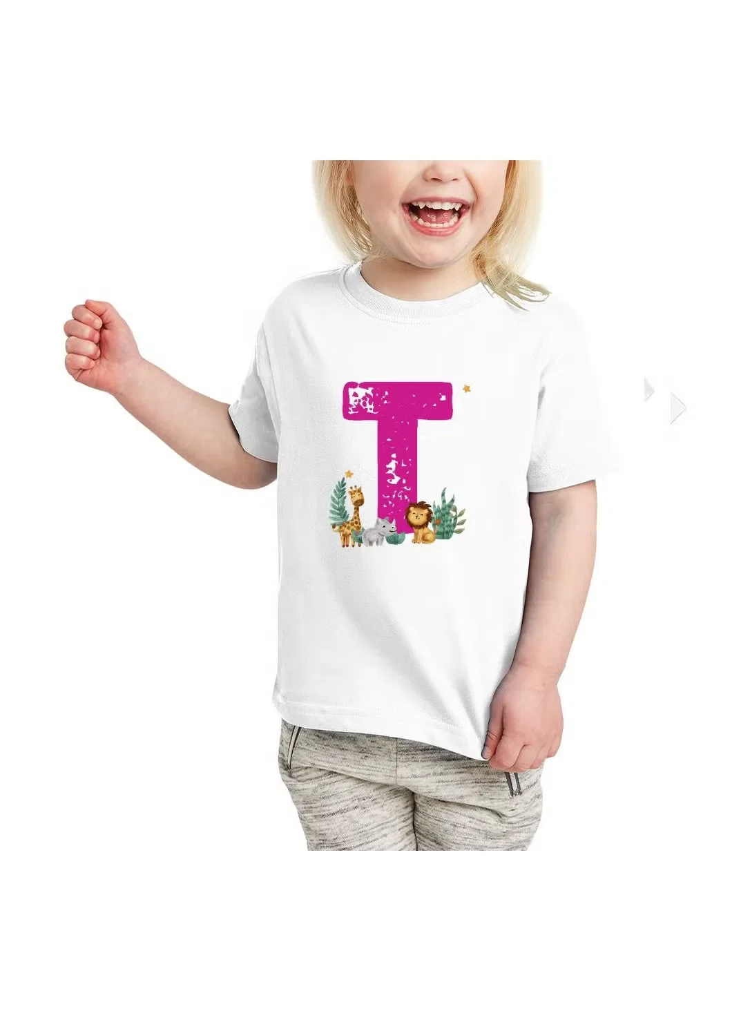 Футболка с принтом алфавита с дизайном животного Printshop4Me, цвет