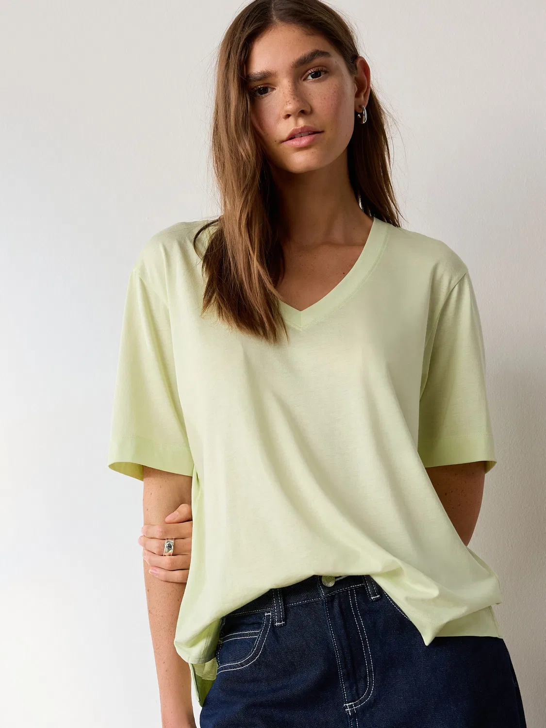 Футболка свободного кроя с V-образным вырезом, Lime Green Next