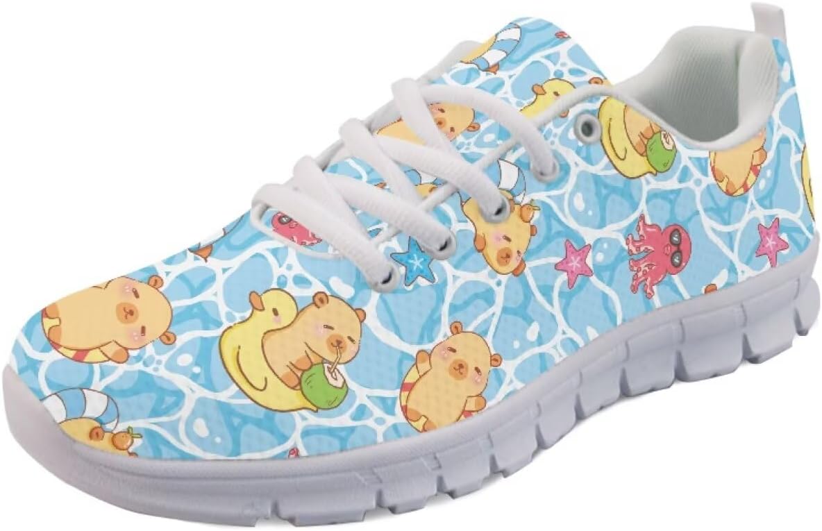 

Кроссовки Forchrinse для женщин и мужчин, дышащие, с сеткой, на шнуровке, для прогулок, бега и тенниса, Capybara