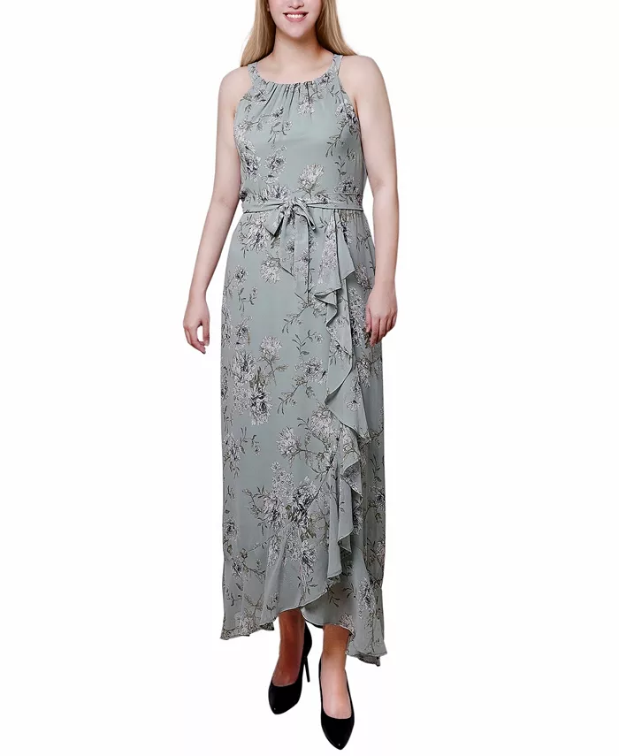 

Миниатюрное макси-платье из шифона с запахом на шее NY Collection, зеленый