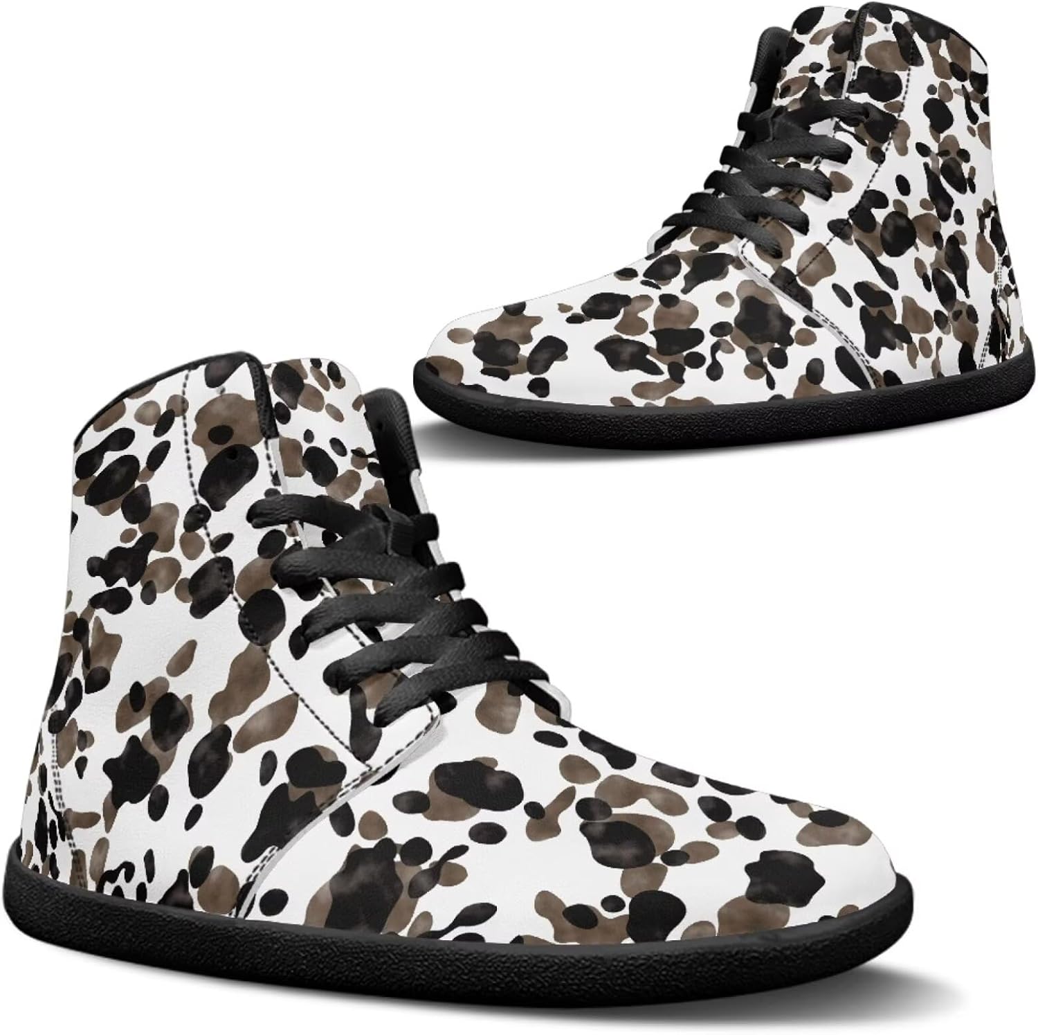 

Мужские кроссовки Binienty, высокие, из ПУ, широкие, противоскользящие, для бега и кросс-тренинга, без амортизации, Brown Black Cow Print