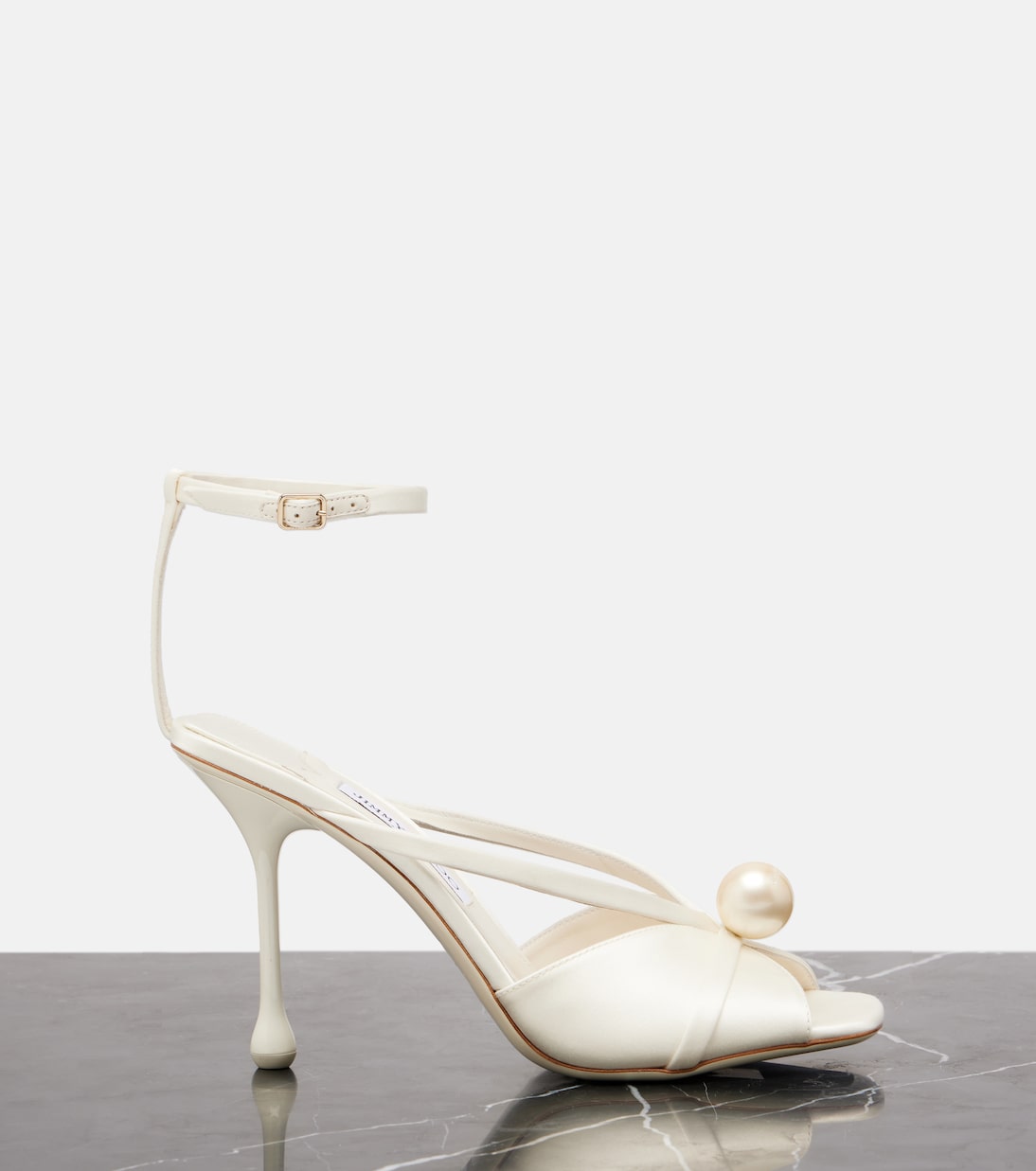 Сива 95 декорированные атласные босоножки Jimmy Choo, Ivory/White — фото 4