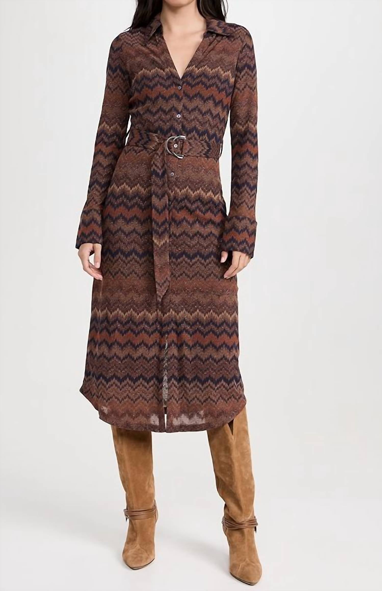 

Платье миди Lydia в стиле седловидного шеврона Ramy Brook, цвет saddle chevron