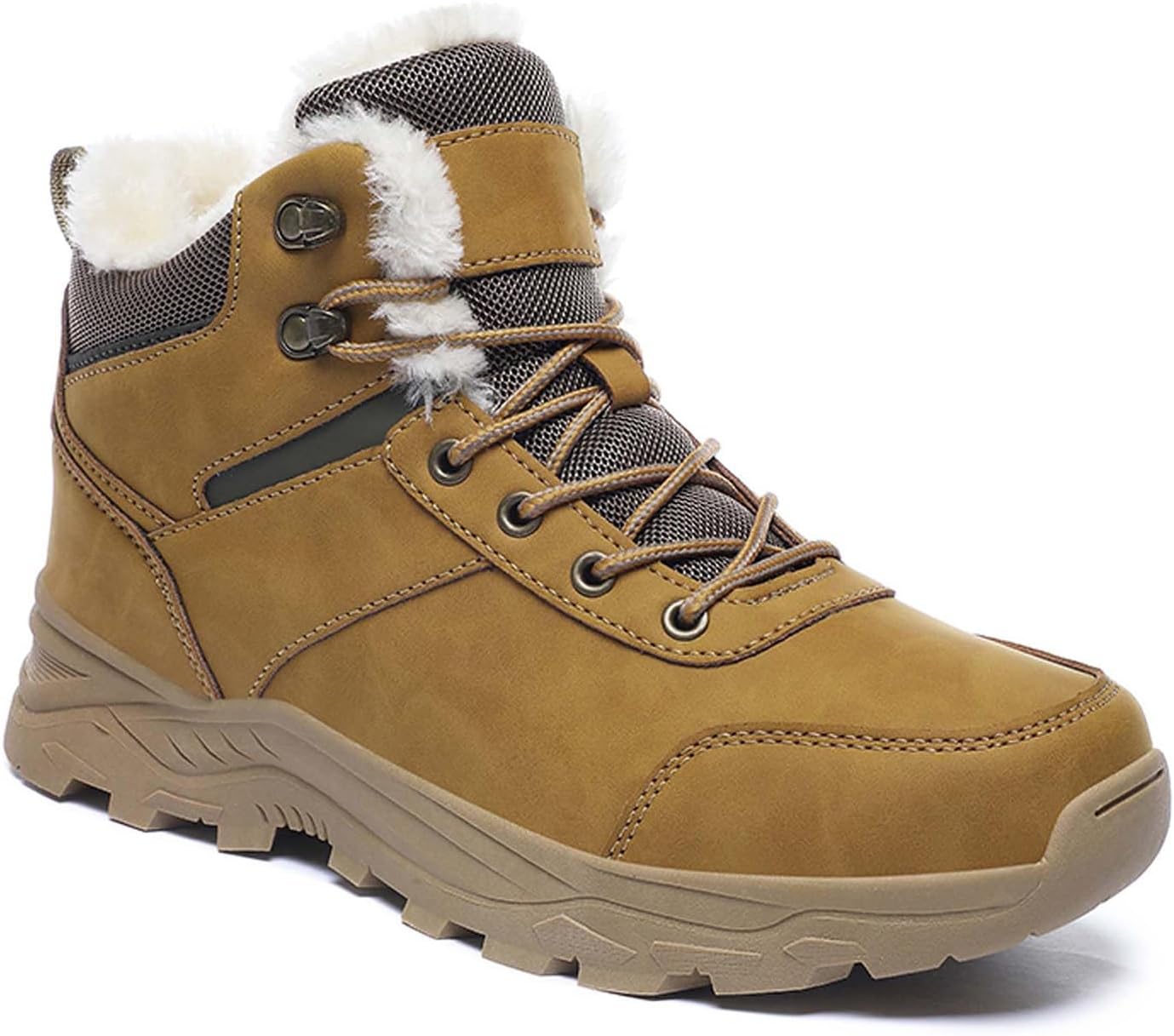 

Мужские зимние снегоступы, теплые походные ботинки на шнуровке, высокие ботинки на платформе для улицы, противоскользящие, водонепроницаемые, с меховой подкладкой, повседневные походные ботинки Generic, желтый