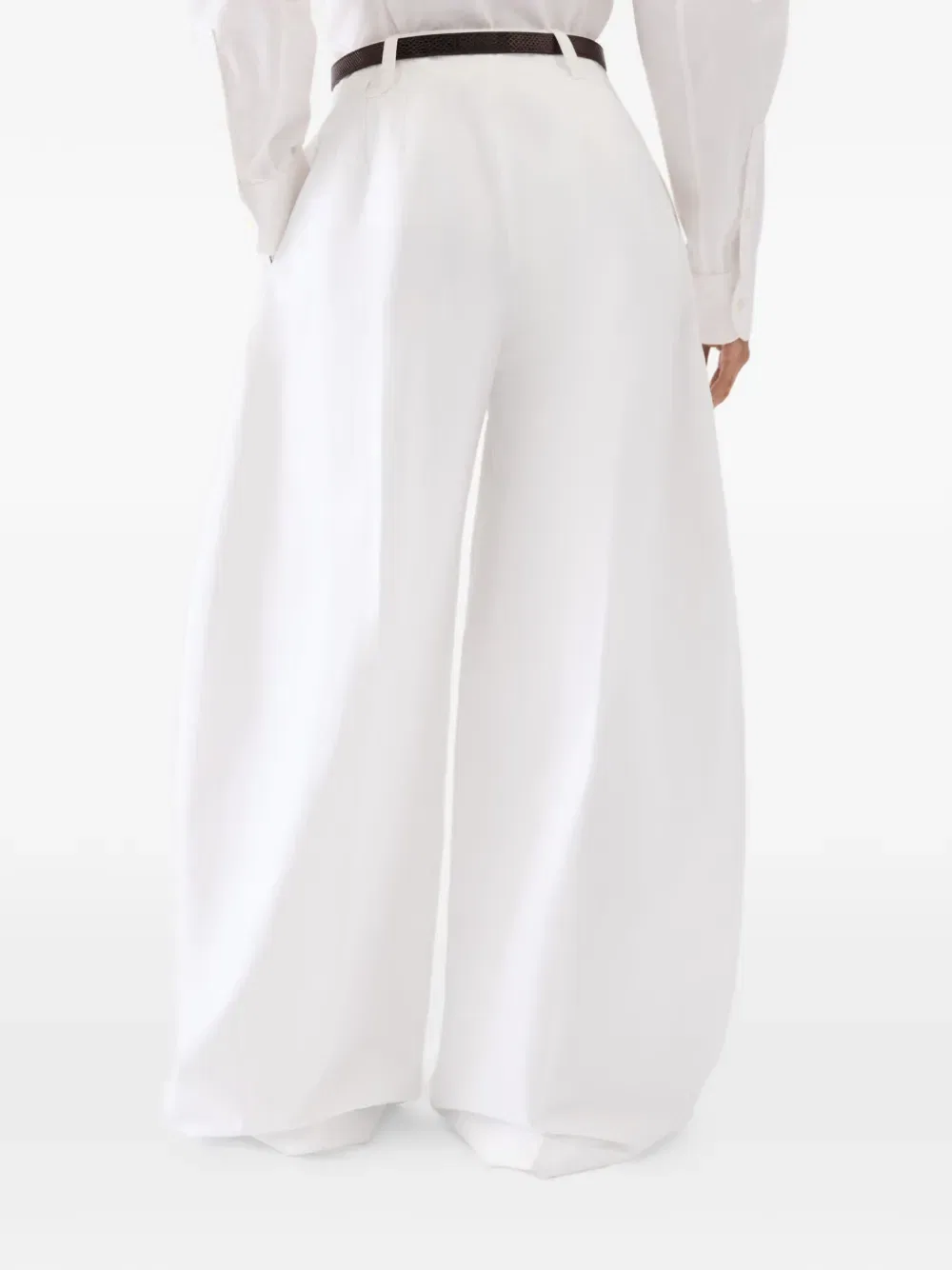 Брюки Le pantalon ovalo с плиссировкой Jacquemus, белый — фото 3