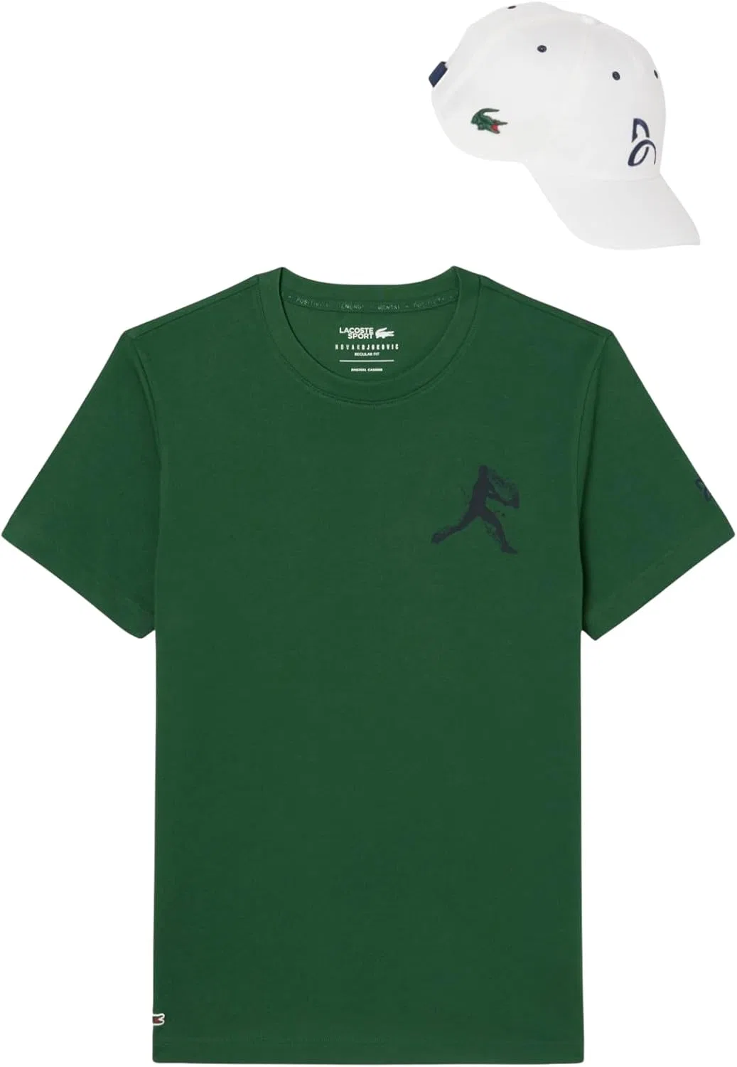 Футболка с принтом Novak Djokovic, Lacoste, набор с кепкой, Green/Navy Blue