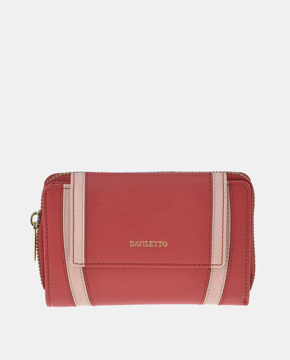 

Женский кожаный кошелек на молнии Daviletto, цвет Rosa