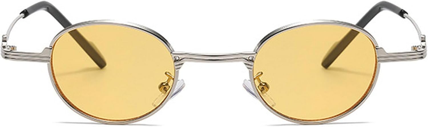 

Ретро уникальные овальные солнцезащитные очки в металлической оправе для женщин, модные прозрачные линзы цвета океана, защита от УФ-излучения UV400, модные панк-солнцезащитные очки для мужчин mincl, Yellow