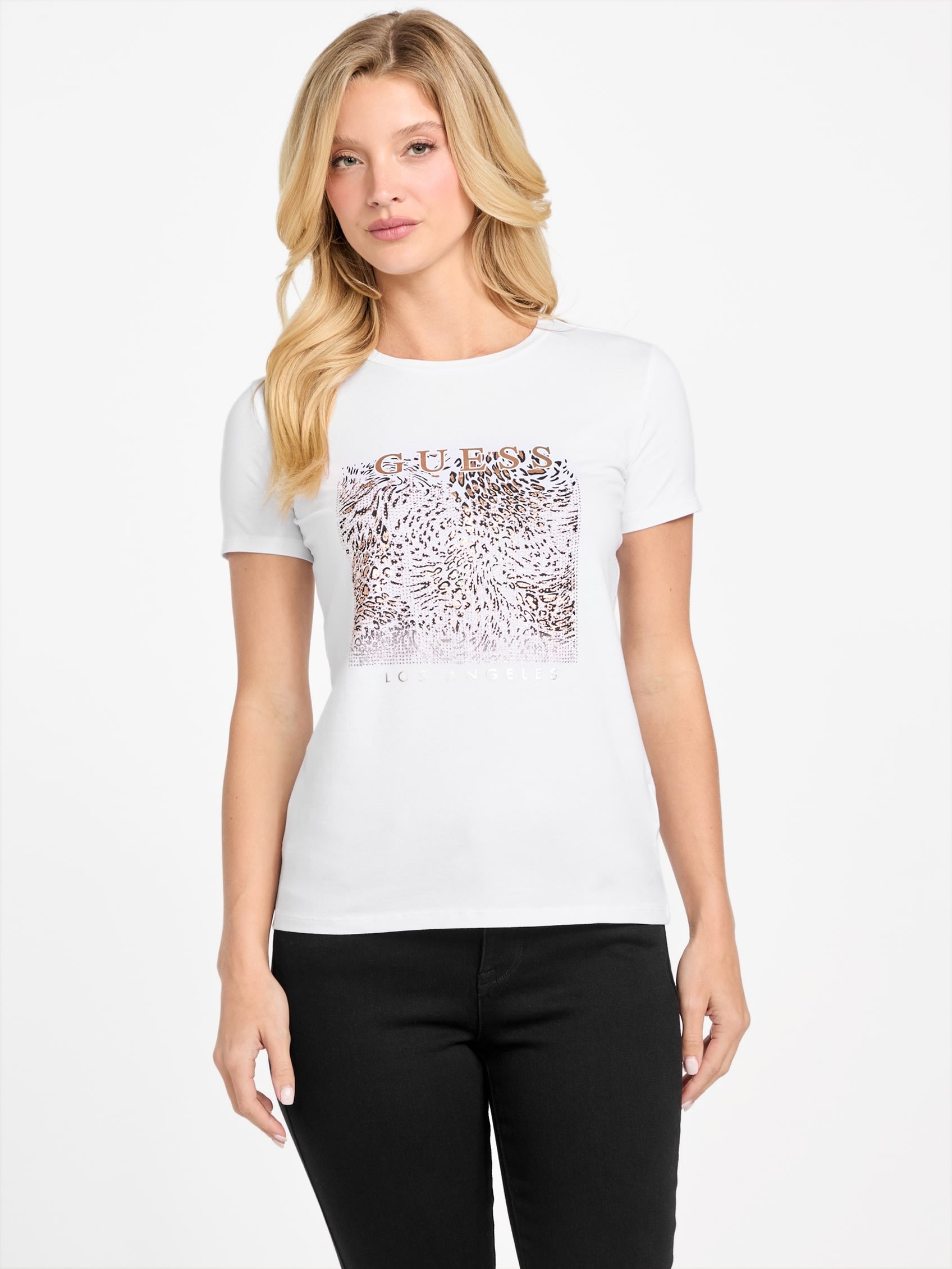 

Футболка с леопардовым принтом Венди Guess Factory, Pure White, Коричневый, Футболка с леопардовым принтом Венди Guess Factory, Pure White