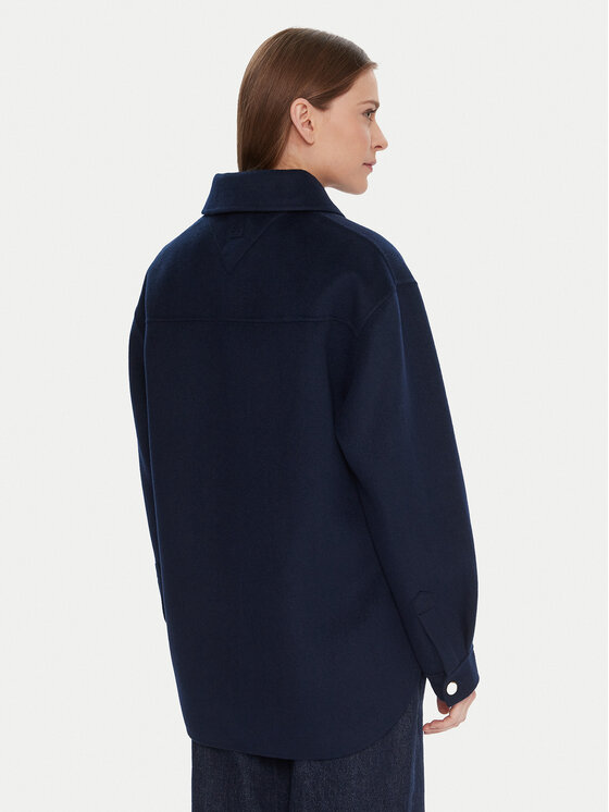 Шерстяное пальто relaxed fit WW0WW46558 Tommy Hilfiger, синий — фото 3