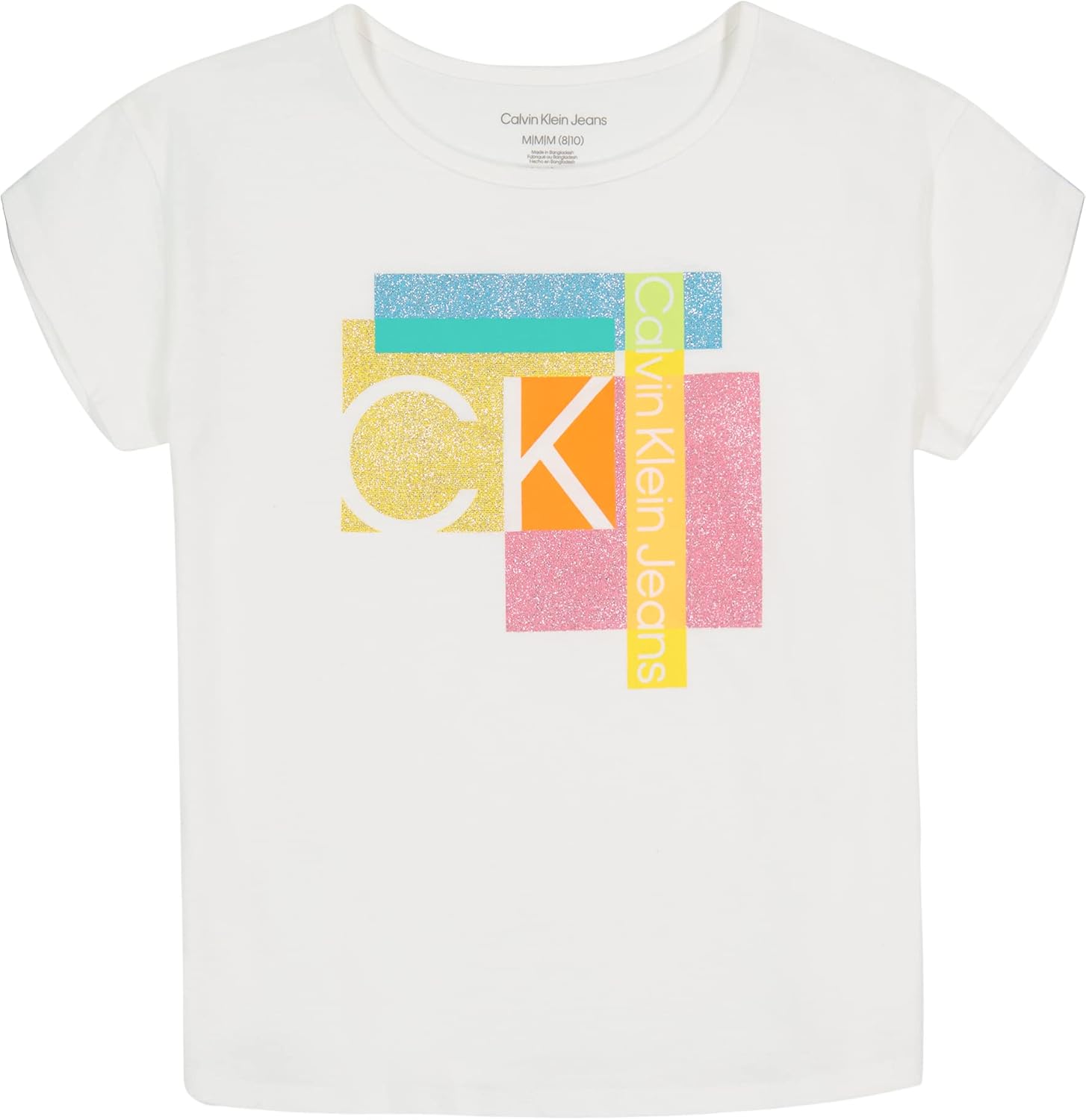 

Футболка Calvin Klein для девочек с короткими рукавами и логотипом, удобная хлопковая футболка с внутренней стороной без бирки, White Block, Белый, Футболка Calvin Klein для девочек с короткими рукавами и логотипом, удобная хлопковая футболка с внутренней