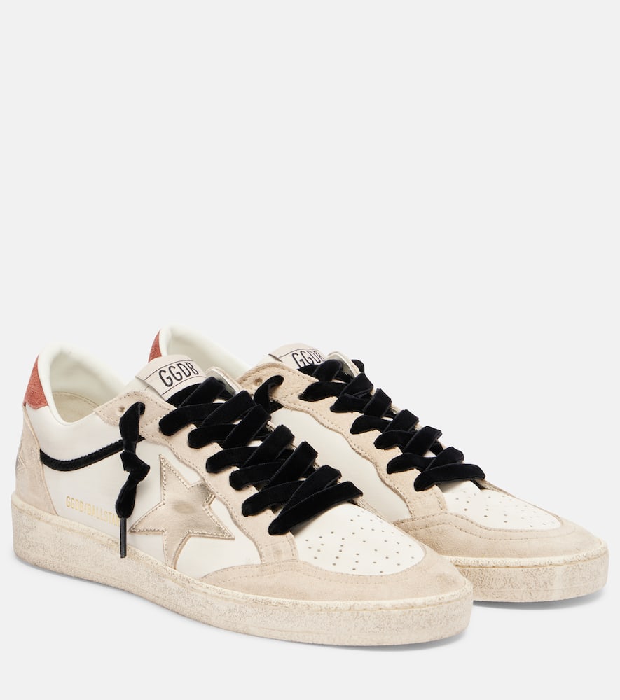 Кроссовки Ball Star из кожи с замшевыми вставками Golden Goose, White/Beige/Platinum/Red Rust