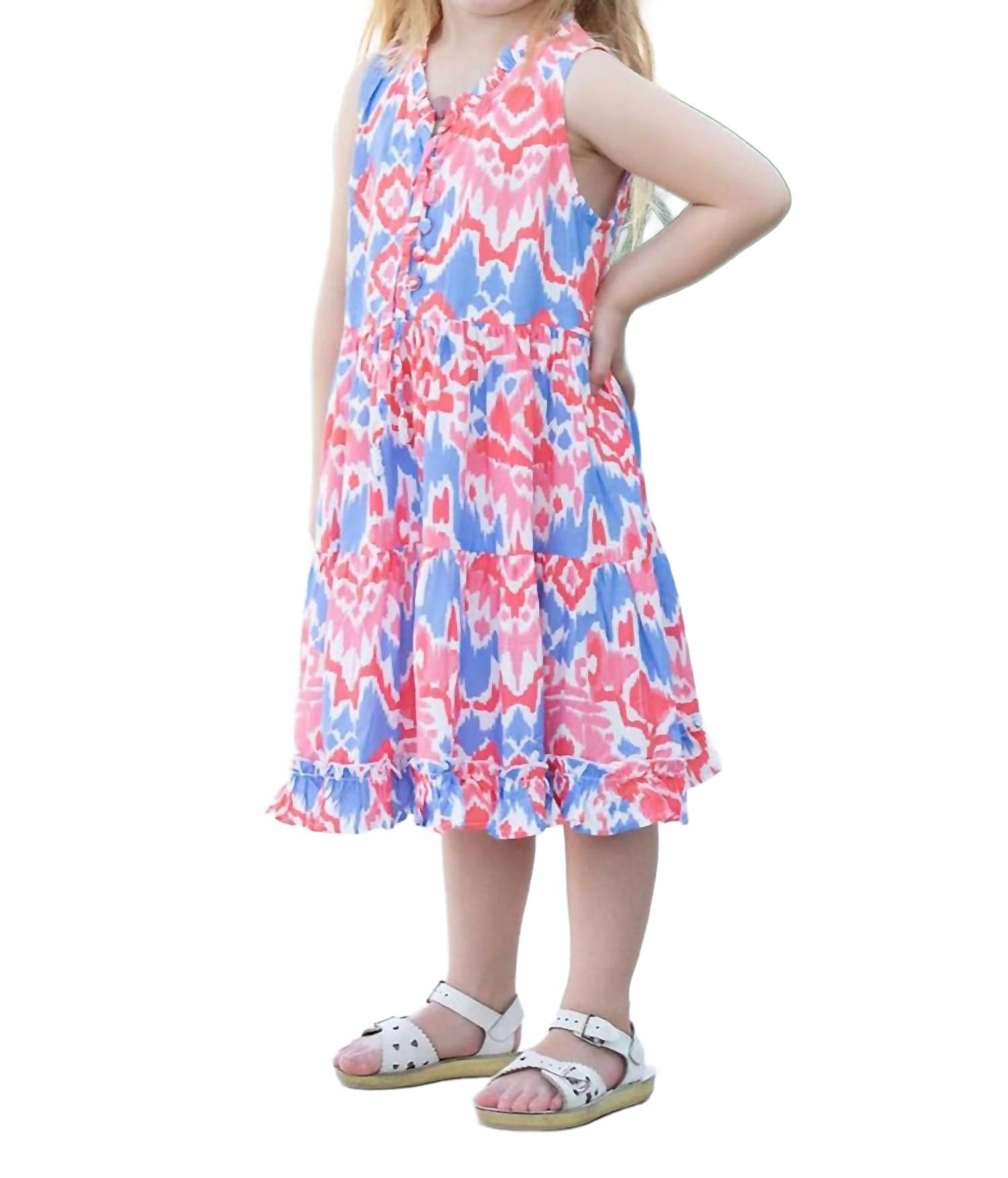 

Платье Kaia для девочки в цвете «Коралловый риф» Walker & Wade, Coral Reef Ikat