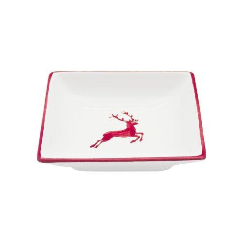 

Тарелка для закуски Ruby Red Deer 11х11х2,8 см Gmundner Keramik, бело-красный