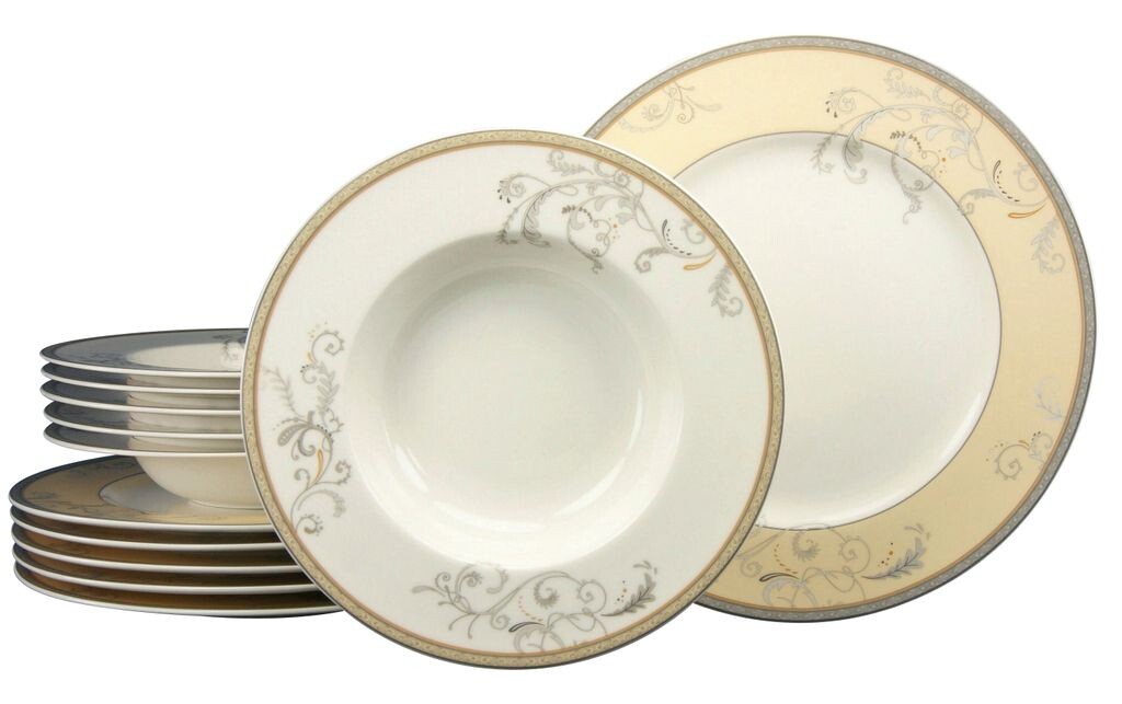 

CreaTable, 17802, Villa Medici Cream, обеденный сервиз 12 предм., фарфор, белый