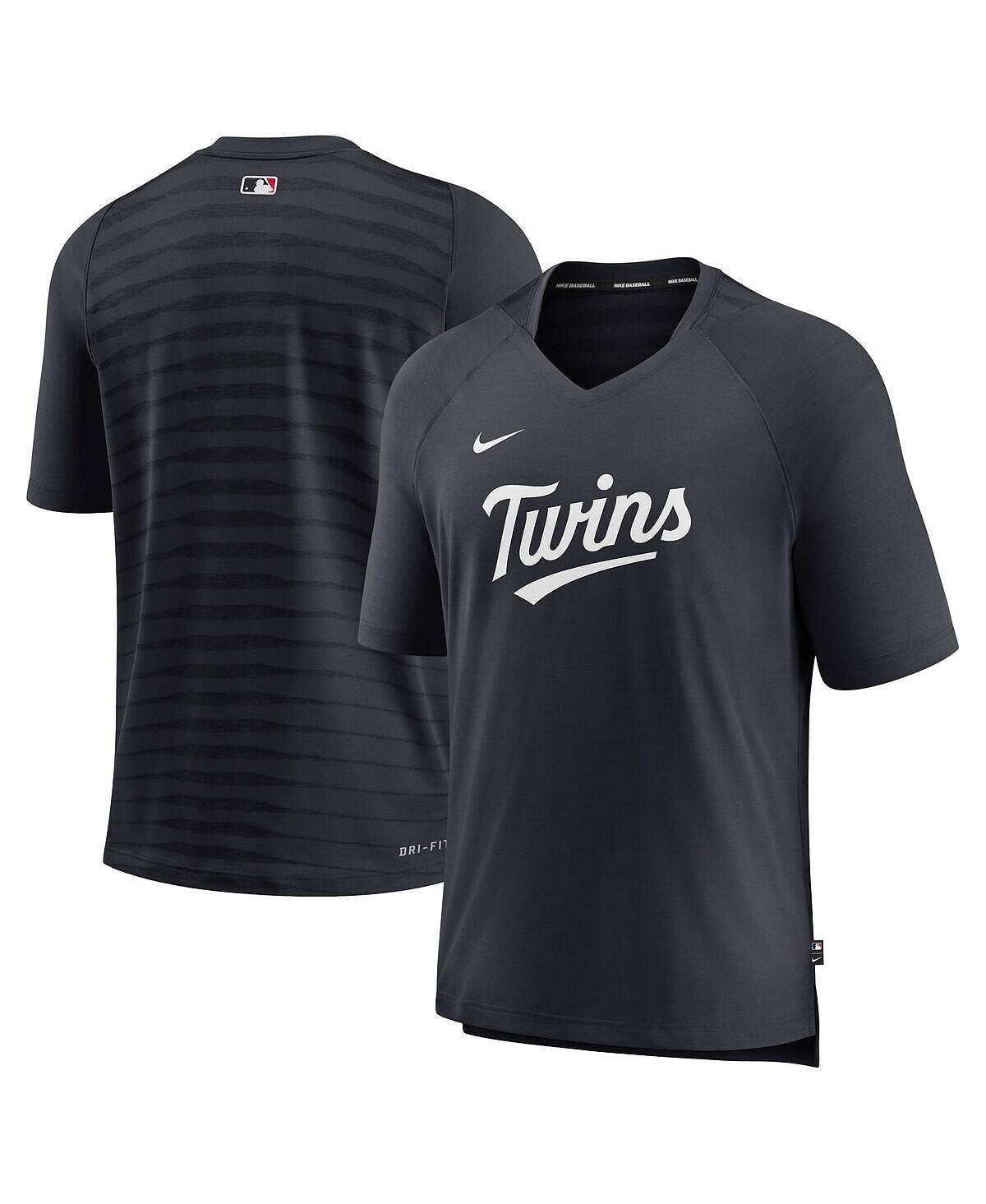 

Мужская футболка Minnesota Twins Navy Authentic Collection Pregame Raglan Performance с v-образным вырезом Nike