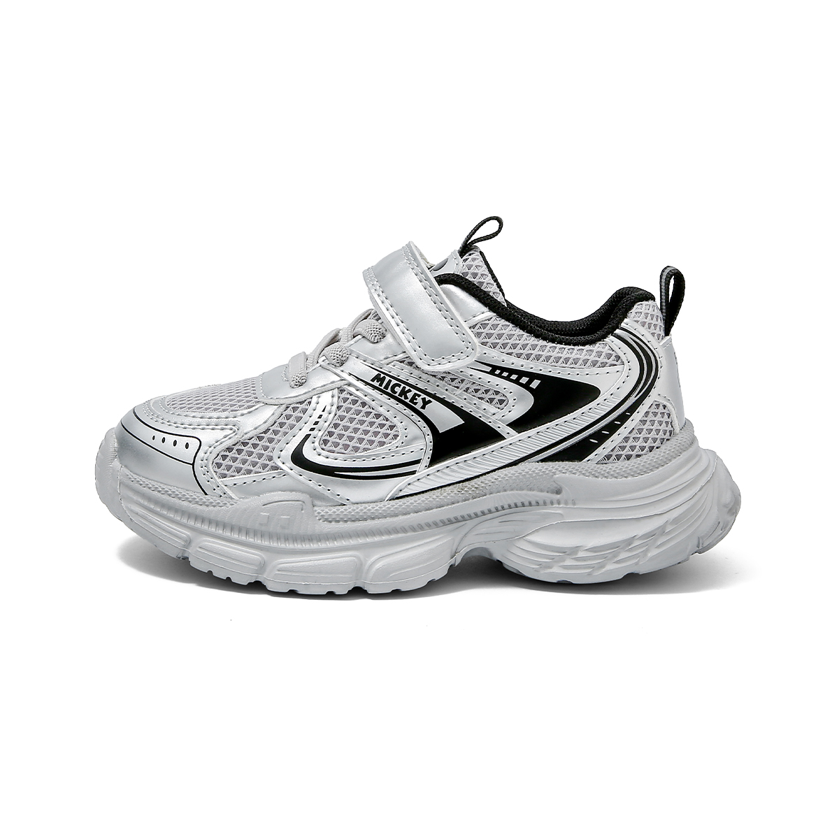 

Детские кроссовки серии Mickey с противоскользящей подошвой, устойчивые к истиранию, легкие, амортизирующие, с низким верхом Disney, серебряный/черный