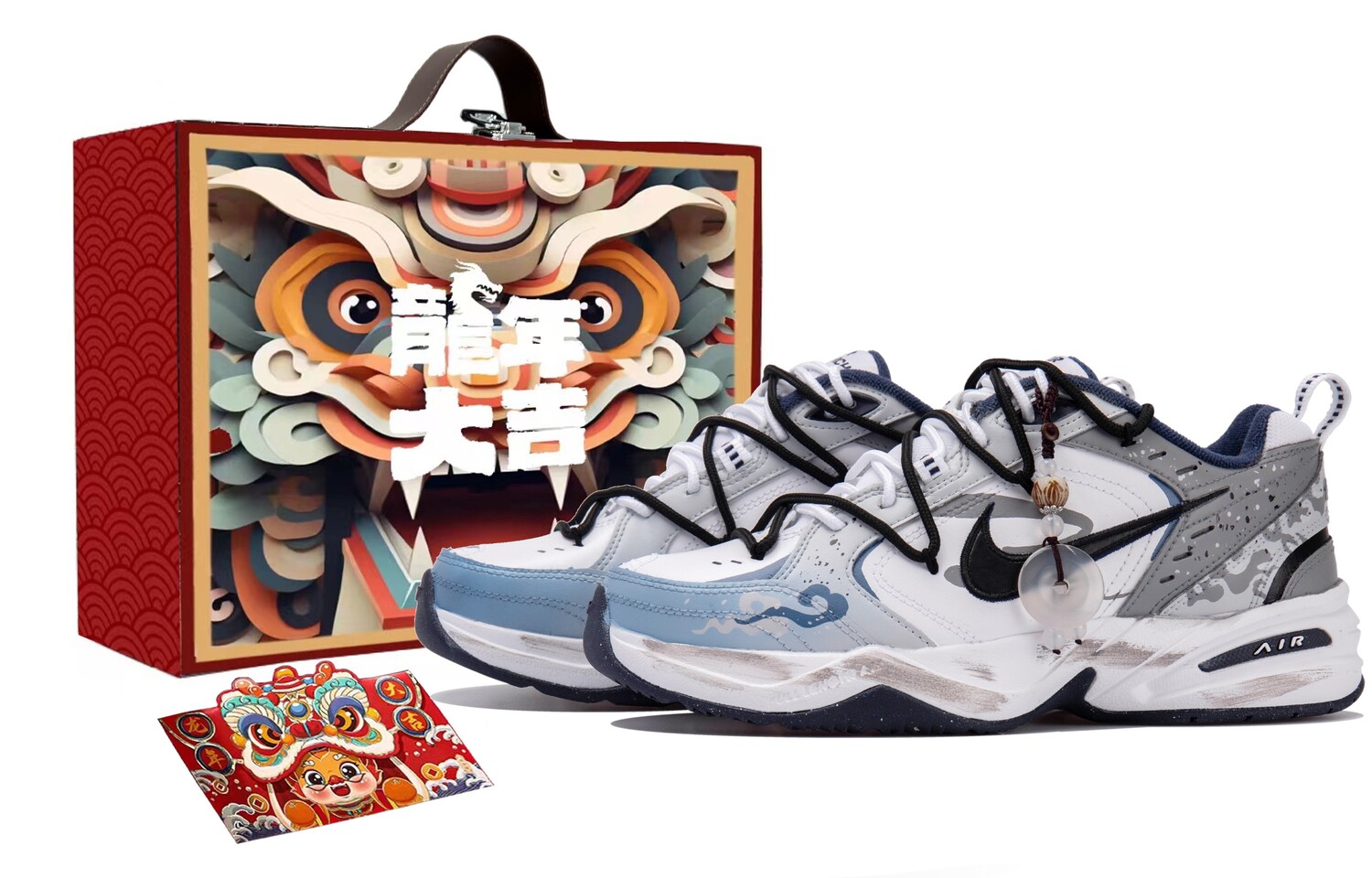 

Кроссовки Nike Air Monarch 4 Chunky Sneakers Unisex Low-top White/black/grey/blue, белый/серый
