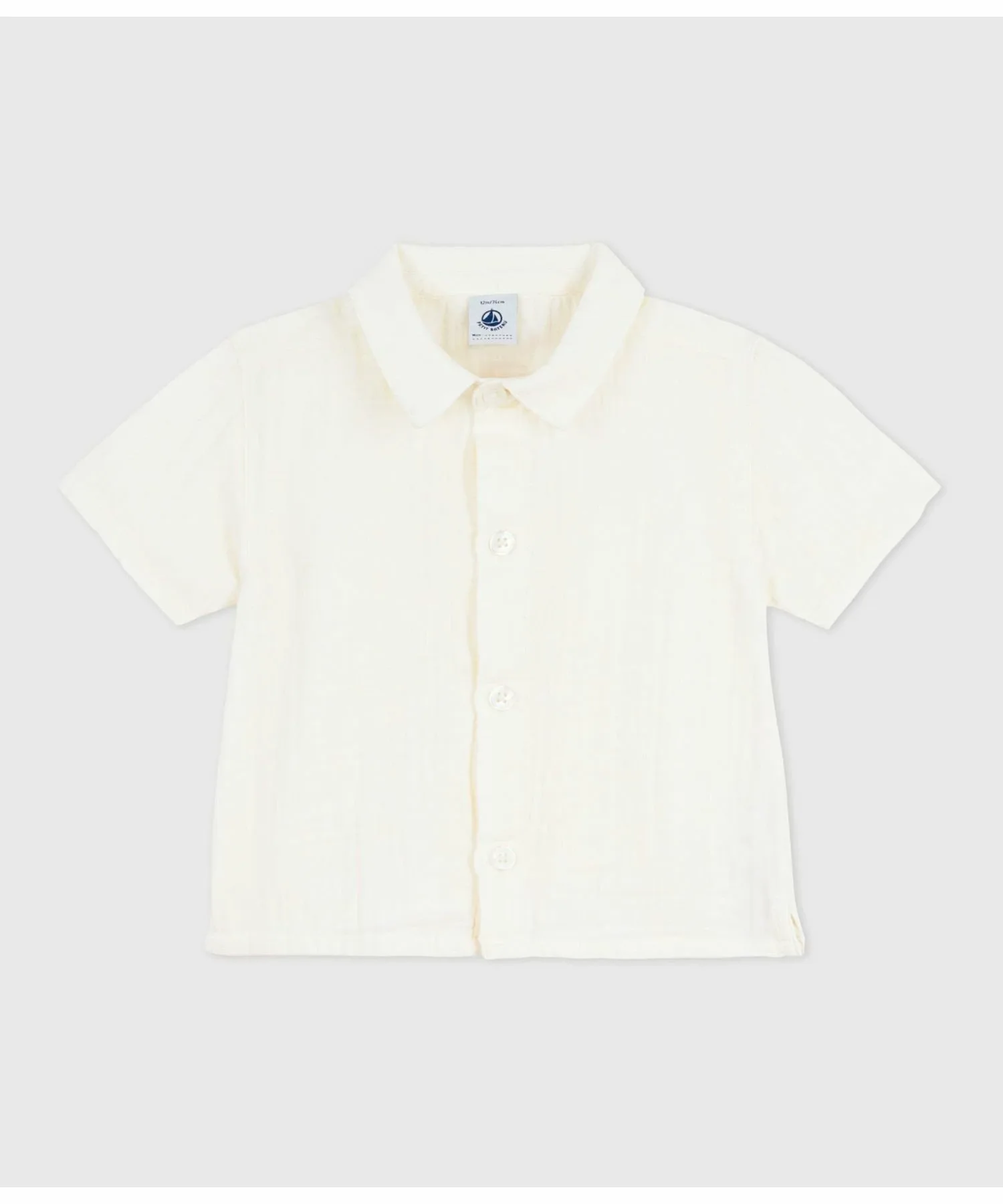 Рубашка с коротким рукавом из двойной марли PETIT BATEAU, Off white