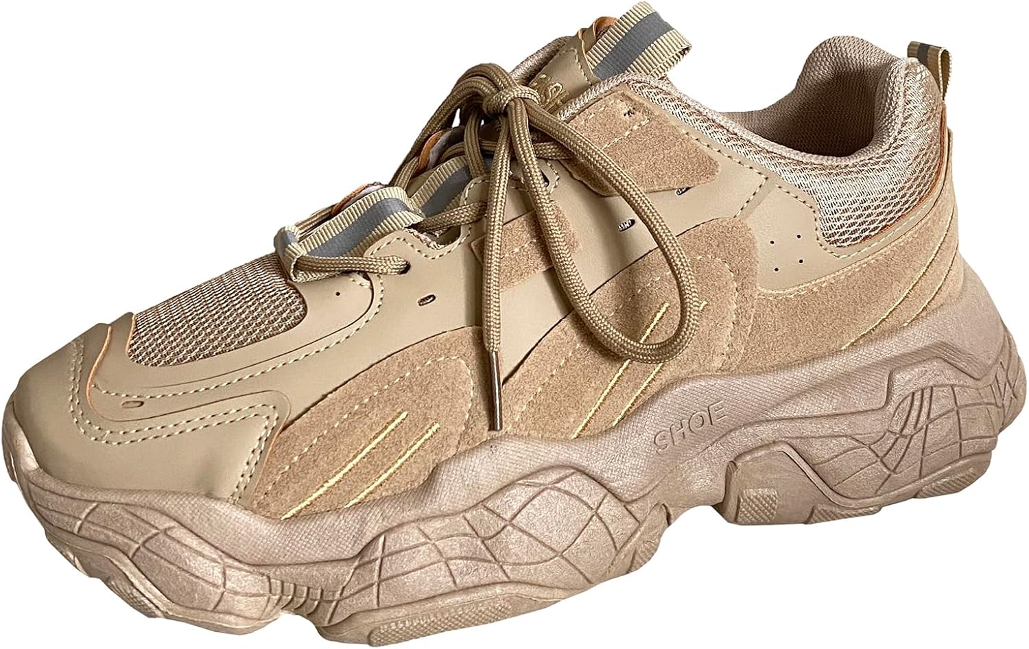 

Мужские прогулочные туфли Модные массивные кроссовки Повседневные дышащие увеличивающие рост обувь Zhoupulp, хаки