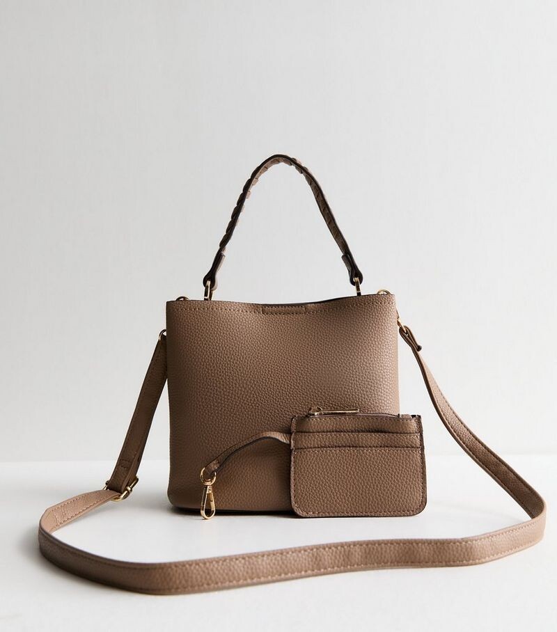 

Сумка через плечо Mini Bucket и визитница New Look, светло-коричневый