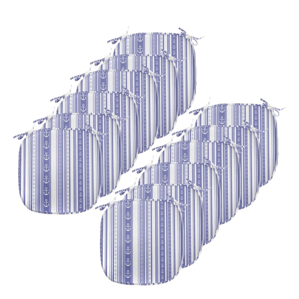 

ABAKUHAUS Полосатые подушки для обеденного стула Морской якорь Декоративная водонепроницаемая подушка с ремнями для кухонных сидений 40 см x 40 см Упаковка из 12 шт. Фиолетовый Фиолетовый, синий