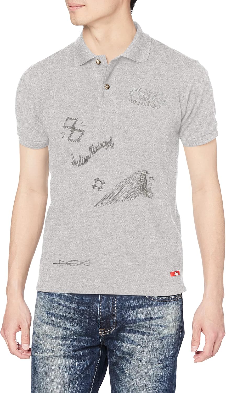 

Индийская хлопковая рубашка-поло из трикотажа пике, расписанная вручную, IC-2743 Indian, серый