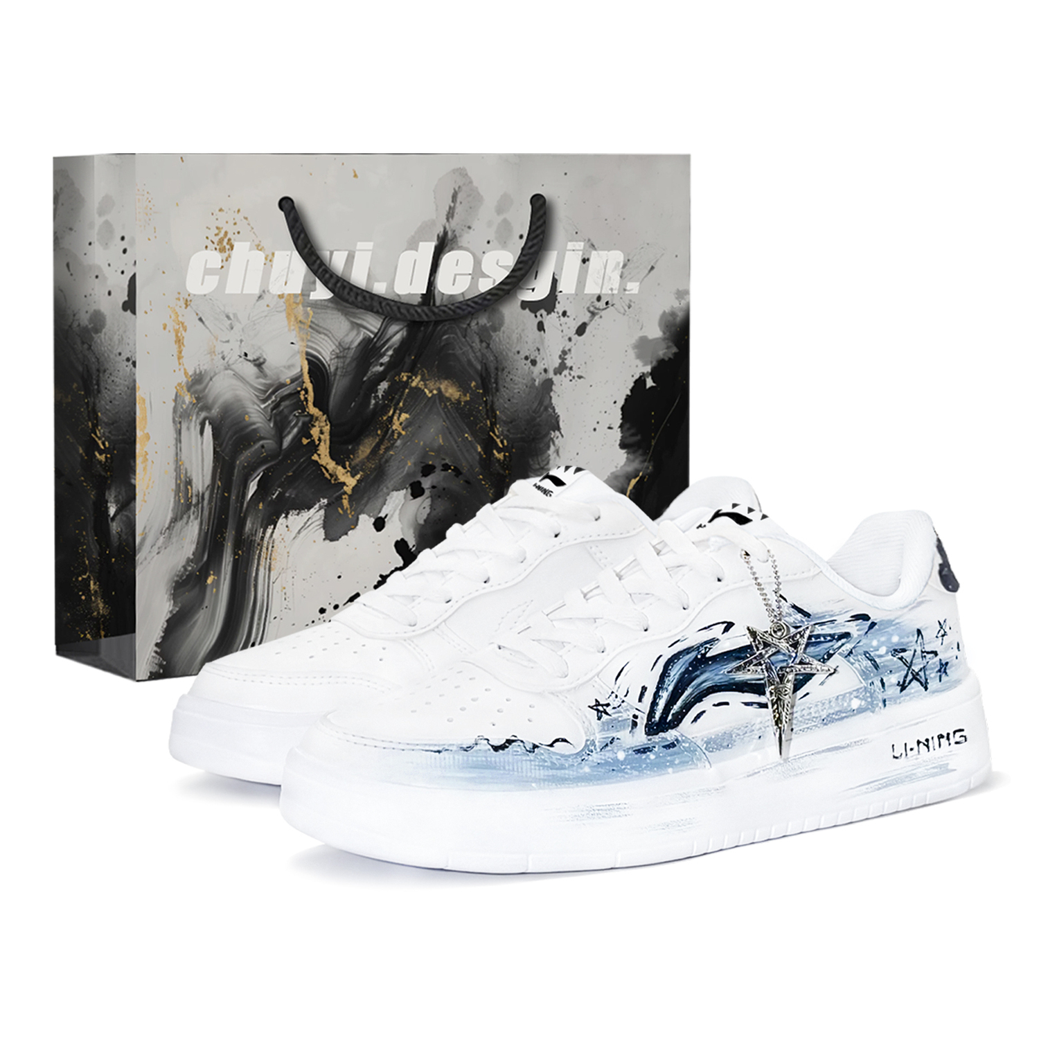 

Мужские плавучие скейтбордистские кроссовки Li Ning с износостойким и легким дизайном, низкие., синий