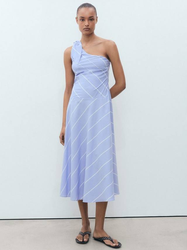 

Платье Elsa Stripe с одним плечом Mango, Medium Blue