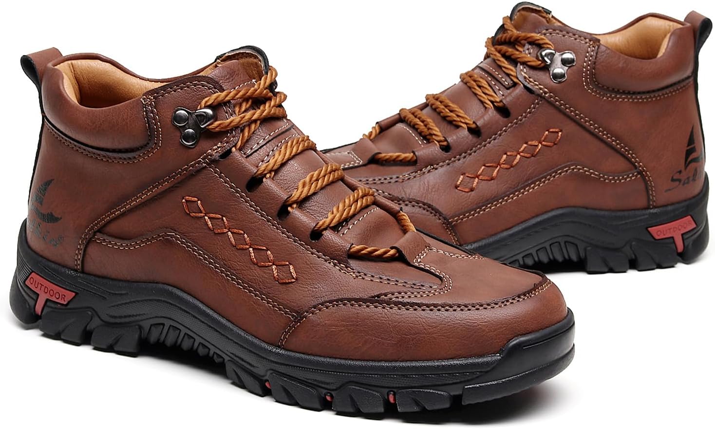 

Мужские ботинки EGDK из искусственной кожи на платформе для походов, с круглым носком, противоскользящие, на шнуровке, для улицы, дышащие, ручной работы, высокие, водонепроницаемые ботинки-чукка Eggdk, коричневый